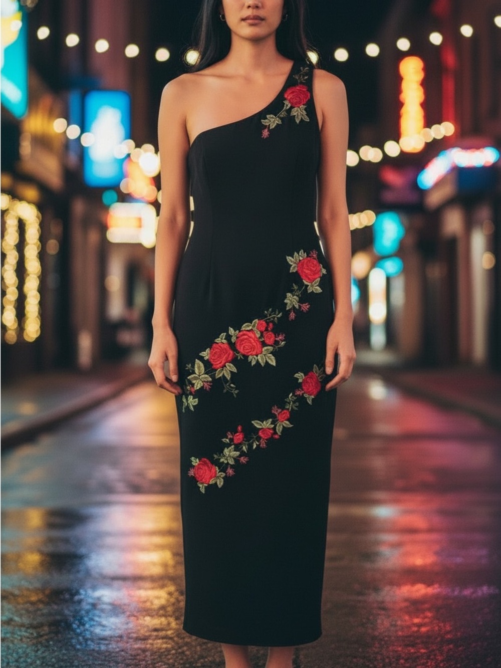 Maggy London Black Embroidered Evening Dress – Size 6